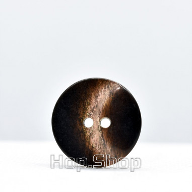Chocolate glossy plastic button with a moon pattern