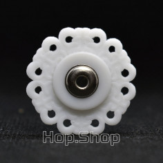 White plastic openwork sew-on snap