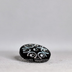 Black plastic shank button with a silver pattern (blazer, coat, suit) 36 Ln (⌀22.86mm)
