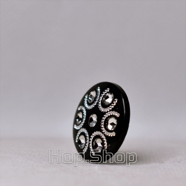 Black shank button with a silver pattern, 36 Ln | Hop.Shop